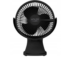 Ventiliatorius Adler Rechargeable Clip-on Desk Fan | AD 7342 | Table Fan | 5 W | Diameter 15.5 cm | Greičių skaičius 3 | Oscillation | Juodas