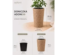 Nezatříděno Adoni Doniczka jutowa boho su wkładem 36 cm – ręcznie robiona (adoni36)