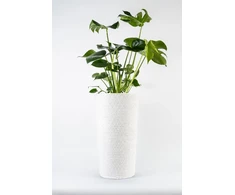 Adoni Baltas medvilninis gėlių vazonas su įdėklu 32x57 cm – rankų darbo (adoni-ba-wht-57)