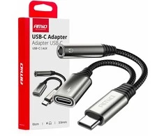 USB-C į USB-C + 3,5 mm Mini Jack (mot.) adapteris 10 cm AMIO-04295
