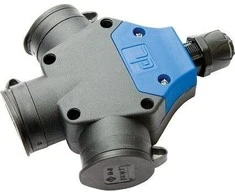AEP AEP trigubas vienfazis guminis nešiojamasis lizdas su kištuku 16A 230V IP44 juodas (9002265)