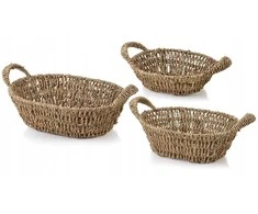Affek Design AMPARO 3 KREPŠIŲ RINKINYS Ovalus30x23x9/27x20x8/24x17x7cm žolė
