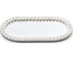 Mondex Veidrodinis padėklas žvakei 20x10cm,ovalus,Margot Pearl