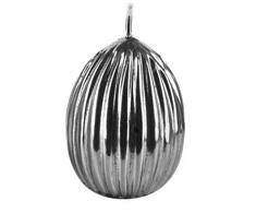 Mondex Candle CORRUGATED EGG mažas 6,5x8cm sidabrinis