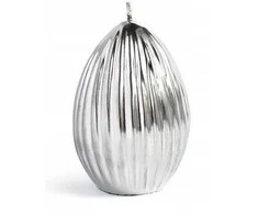 Mondex Candle CORRUGATED EGG mažas 6,5x8cm sidabrinis