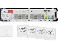 SALUS StartPack Premium RF - belaidis grindinio šildymo valdymo rinkinys su interneto valdymu: KL08RF230V, UG800, 4 x SQ610RF