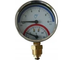 Afriso TM80 termomanometras, fi80 mm, 0÷10 barų, 20÷120°C, G1/4, rad, 2.5 (S)A klasė | TM80 AŠINIS TERMOMETRAS