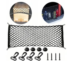 AGM Didelis elastingas automobilinės bagažinės tinklelis su kišene 110x40, juodas