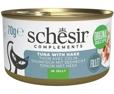 SCHESIR Complements Tuna with hake in jelly – šlapias kačių maistas – 70g