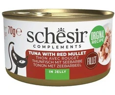 SCHESIR Complements tunas su raudonosiomis kefalėmis drebučiuose - šlapias kačių ėdalas - 70 g