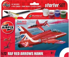 Airfix Raudona Arrows BAe Hawk 1/72 dovanų rinkinys su dažais ir klijais