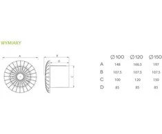 airRoxy Lubos ventiliatorius 100mm 15W / rutulys / aRid 100 BB