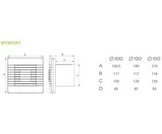 airRoxy Sieninis ventiliatorius 100mm 15W su gravitacijos aklu pRestige (100ZG)
