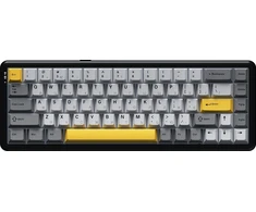 Ajazz AK680 MAX belaidė mechaninė žaidimų klaviatūra (8+8K) su magnetiniu jungikliu – juoda, pilka, geltona – RGB klavišų dangteliai – aliuminio pozicionavimo plokštelė – 3 modelio versija