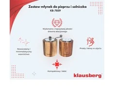 Młynek Pipirų malūnėlis su druskine - rinkinys, akacijos mediena, keraminis mechanizmas, Klausberg, kb-7859