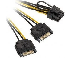Akasa 2x 15-Pin-SATA to 1x 6+2-Pin-PCIe Adapteris