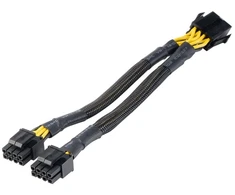Akasa 8-Pin to 2x 4+4-Pin Adapteris Cable, EPS/ATX Compatible – Juodas, 20cm