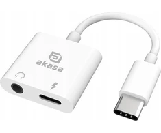 Akasa USB Type-C to 3.5mm Headphone Jack, Charging Adapteris – Power Delivery,