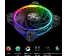 Akasa SOHO AR12 Reverse PWM Fan, RGB – 120 mm, juodas
