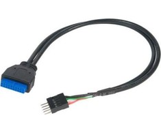 Akasa USB 19 pin - USB 9 pin, 0.3m, Juoda (AK- CCUB36- 30BK)