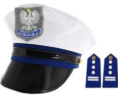 Akson Policeman kepurė su epauletais, S dydis, skirta vaikams žaisti