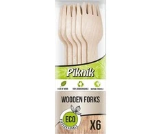 Vienkartinės medinės šakutės Piknik ECO 6vnt