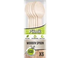 Vienkartiniai mediniai šaukštai Piknik ECO 6vnt