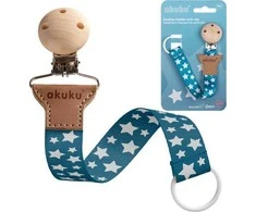 AKUKU A0584 Juostelė / pakabukas čiulptukui žvaigždėms sidabrinis