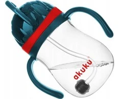AKUKU neišsiliejantis mokomasis puodelis su rankenėlėmis ir svareliu, 280 ml, A0164