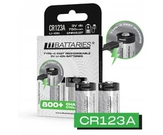 CR123 LiiBatteries AEE84A 750mAh įkraunama / 2 vnt. USB-C baterija
