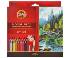 Akvareliniai pieštukai "Mondeluz Art" Koh-I-Noor, 72 vnt pieštukų + du teptukai + drožtukas
