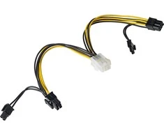 Akyga PCIE 6- pin - PCIE 8- pin x2, 0,15m, geltona (AK- CA- 55)