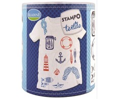 Antspaudų rinkinys Aladine Stampo Textile 13vnt. Navy + pagalvėlė antspaudams juoda