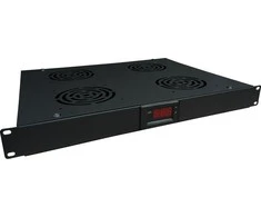 Alantec SA-F-1U-4-T-C Vėdinimo plokštė 19" 1U, 4 ventiliatoriai, termostatas, juoda