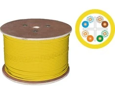 U/UTP 6 kategorijos telekomunikacijų kabelis, LSOH, B2ca "FireHardy" 4x2x23 AWG, 1Gb/s (10Gb/s iki 55m), 450 MHz, 25 metų garantija, INTERTEK ETL sertifikatas, gelton, 500m - ALANTEC
