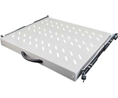 19" 1U ištraukiama lentyna, 370 mm gylio, pilka, 4 ALANTEC tvirtinimo taškai
