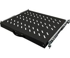 19" 1U ištraukiama lentyna, 570 mm gylio, juoda, 4 ALANTEC tvirtinimo taškai