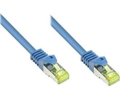 RJ45 jungiamasis kabelis su Cat.7 žaliu kabeliu ir fiksavimo juostelių apsauga (RNS®), S/FTP, PiMF, be halogenų, 600MHz, OFC, mėlynas, 30m, Good Connections® (8070R-300B)