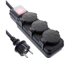 Alcasa „InLine®“ lauko maitinimo lizdas, 3 padėčių apsauginis kontaktas, IP44, su jungikliu, 5 m