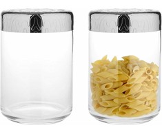 Alessi ALESSI | DRESSED Słoik hermetyczny szkło i polerowana nerūdijantis plienas su reliefem 1l