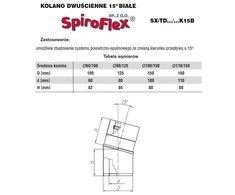 SpiroFlex 60/100 dvisienė alkūnė, balta, 15 // RSK.SX-TD60/100K15B