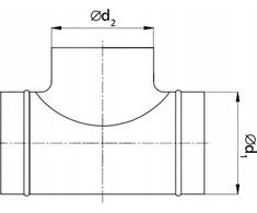 Ventiliatorius Ortakių trišakis ALNOR TPCL-200-200, su tarpine, 90°
