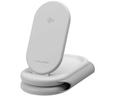 Alogic PackAway trys viename Qi2 belaidžio įkrovimo stovas baltas