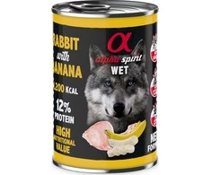 ALPHA SPIRIT WET konservas su triušiena ir bananais 400g 6vnt