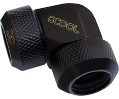„Alphacool Eiszapfen“ 13 mm kieto vamzdžio srieginė jungtis, 90 laipsnių L formos jungtis, akrilo-žalvario vamzdžiai, juodas