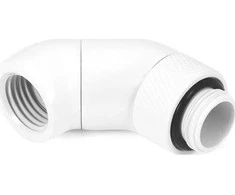 „Alphacool“ kampinis adapteris, 45 laipsnių, dvigubas, pasukamas, G1/4 lizdas į G1/4 lizdą, baltas