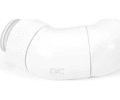 „Alphacool“ kampinis adapteris, 45 laipsnių, dvigubas, pasukamas, G1/4 lizdas į G1/4 lizdą, baltas
