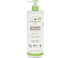 Alphanova Bebe Bio* Maitinamasis valomasis gelis kūdikiams kūnui, veidui ir plaukams, 400 ml