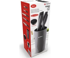 Alpina Alpina 5 virtuvinių peilių rinkinys su stovu 10,5x22cm Juodas