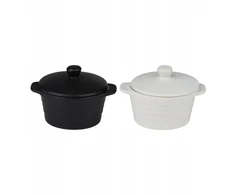 Alpina - Ceramic ovenproof dish with lid, round, 13x10 cm, 210 ml (juodas)